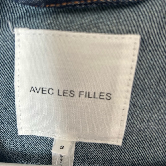 Avec Les Filles Dark Denim Trench Jacket with Gold Button Accents - Picture 6 of 10